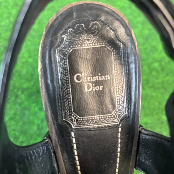 Dior Feline Snakeskin Python Sandals Heels Platform Slingback Shoes 37.5 - Picture 7 of 13